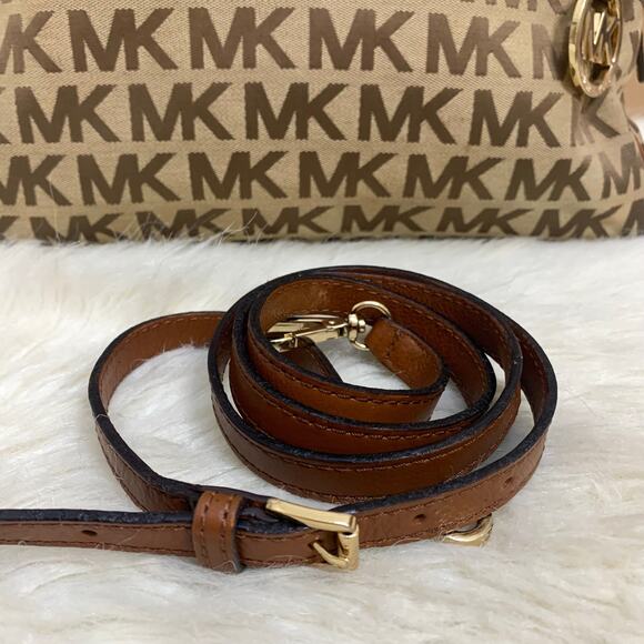 MICHAEL KORS Large Khaki/Acorn Signature BEDFORD Dome Satchel w/XB Strap - Picture 7 of 16